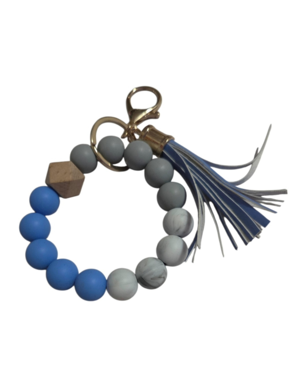 Women's Unbranded Silicone Bead Keychain One Size Blue and Grey